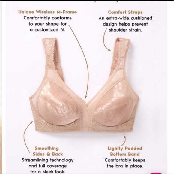 Playtex 4693 18 Hour Comfort Gel Strap Rose Bra Pink 38D - Picture 4 of 9